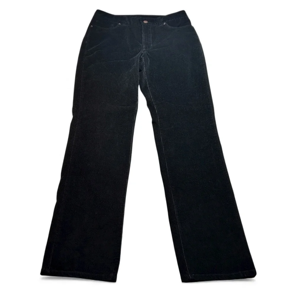 L.L. Bean Favorite Fit Women's Black Corduroy Cord Jeans Pants Straight -Size 6 - Picture 1 of 6